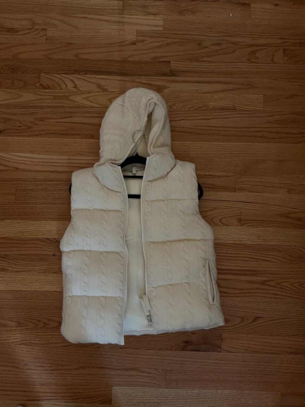 NakedCashmere Cream Hooded Cashmere Blend Vest